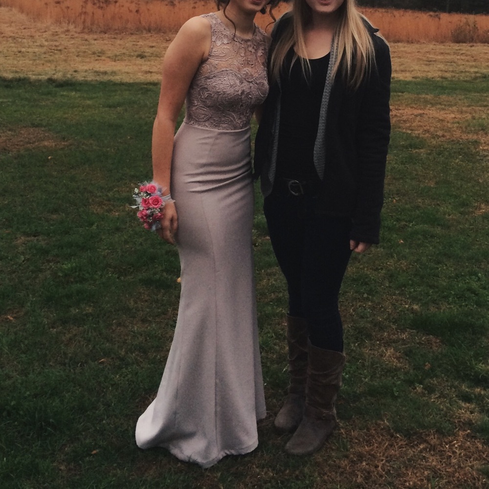 lulus fit and flare lace halter prom dress